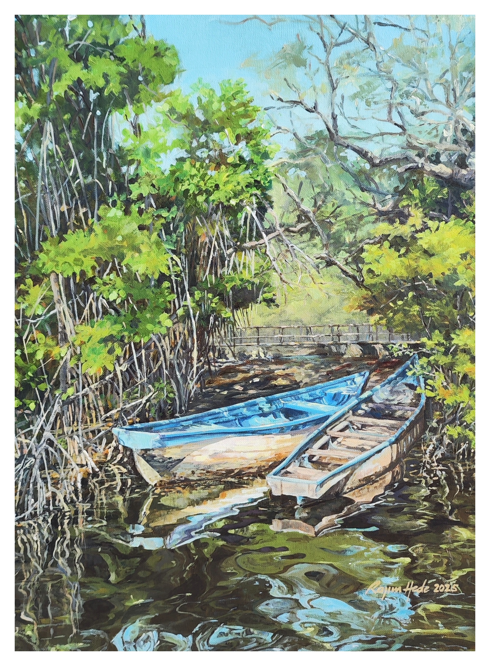 Click to zoom in and see brushstroke detail Dr Salim Ali Bird Sanctuary, Chorão (original)